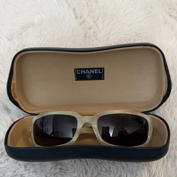 CHANEL Ivory Sunglasses with Dark Lenses